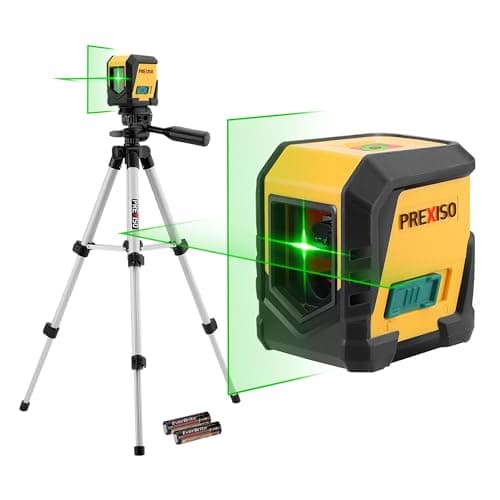 PREXISO Laser Level with Tripod, 65Ft Self Leveling Cross Line Laser Level, Green Line leveler Tool for Hanging Pictures, Floor Tile, Home Renovation with LED Indicator & 2 AA Batteries (26 in Tripod)