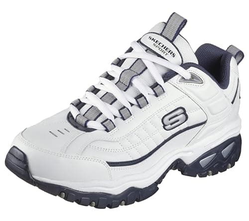 Skechers Men's Energy Afterburn Lace-Up Sneaker, White/Navy, 9.5