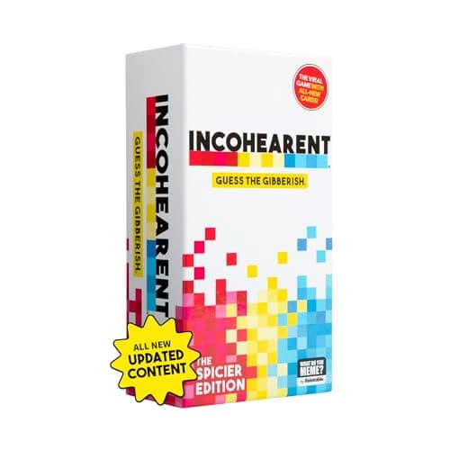 Incohearent, The Guess the Gibberish Party Game by Relatable, A Funny Card Game for Adults, Great for Christmas Party Games and Hanukkah Gifts, Includes 400 Cards, Instructions, and 1 Sand Timer