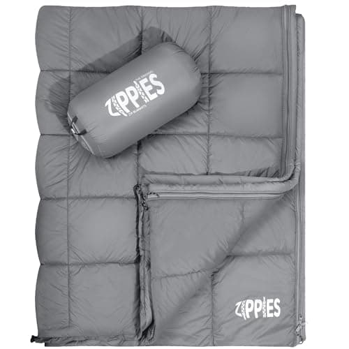 ZIPPIES 3M Thinsulate Insulation Puffy Camping Blanket for Cold Weather, Queen Size Warm Camping Quilt with Zipper, Waterproof Outdoor Sleeping Bag for Hammock, Cozy & Versatile Gift for Men and Women