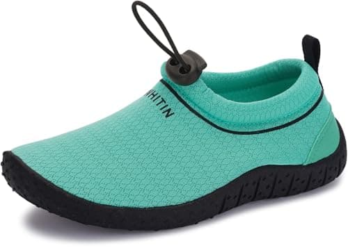 WHITIN Water Shoes for Little Kids Aqua Barefoot Swim Sneakers Beach Minimalist Size 12 Boys Girls Lightweight Diving Surfing Boating Fishing Playa Athletic Green 29