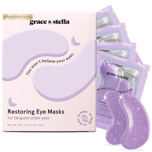 grace & stella Under Eye Patches for Puffy Eyes and Dark Circles (Retinol, 24 Pairs) Restoring Gel Under Eye Masks with Hyaluronic Acid - Vegan Cruelty-Free Skincare Birthday Gifts for Women