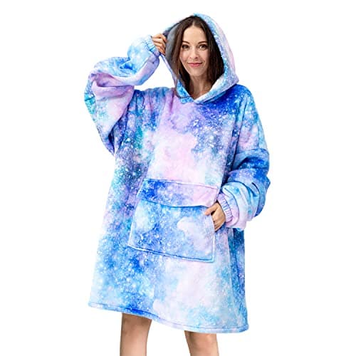 Fiosnow Galaxy Blanket Hoodies for Women and Men Adult Oversize Wearable Blanket Hoodies for Soft and Warm