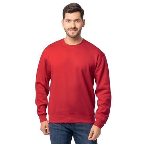Fruit of the Loom Men's Eversoft Fleece Sweatshirts & Hoodies, Sweatshirt-Red, Medium