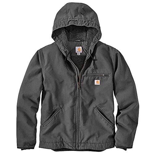 Carhartt mens Relaxed Fit Washed Duck Sherpa-lined Jacket Work Utility Outerwear, Gravel, X-Large US