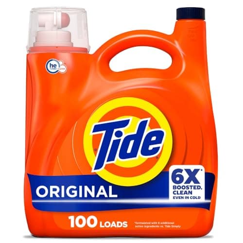 Tide Liquid Laundry Detergent, Original Scent, 125 fl oz, 100 Loads, Boosted Clean Even in Cold Water with Concentrated Washing Soap