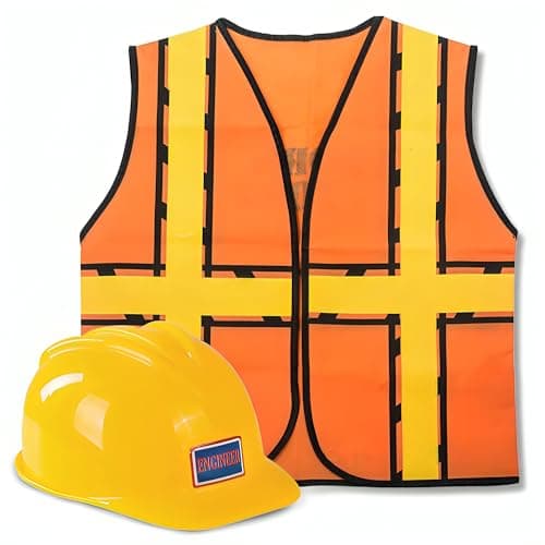 Tigerdoe Construction Worker Costume Kids - Construction Hat and Costume Vest - Construction Dress Up Accessories for Children (Construction Hat and Vest Costume)