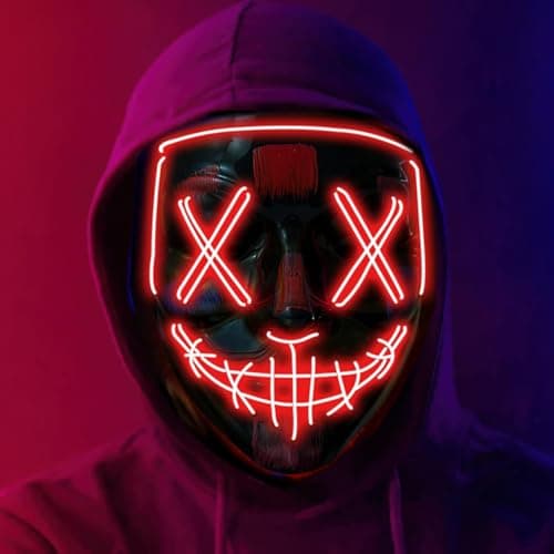 Halloween LED Light-Up Mask | Scary Glowing Design for Cosplay, Costume Parties, Masquerade & Carnival (Ideal Gift) (Red)