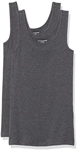 Amazon Essentials Women's Slim-Fit Tank Top, Pack of 2, Charcoal Heather, Large