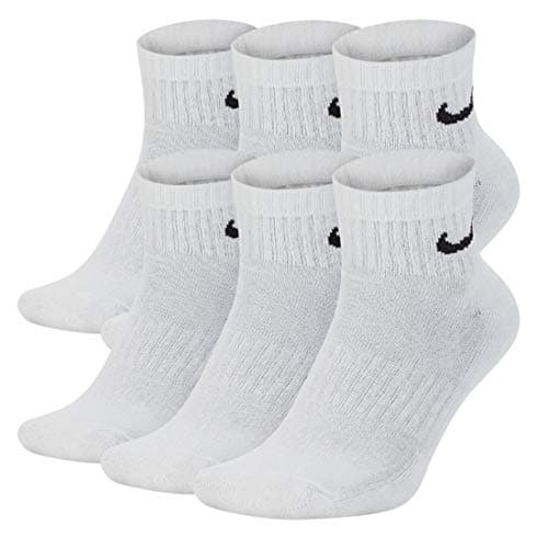 NIKE Everyday Performance Training Socks (6-Pair) (M (Men's 6-8 / Women's 6-10), Ankle(Quarter) White)