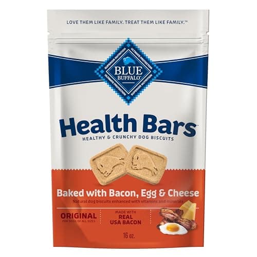 Blue Buffalo Health Bars Crunchy Dog Biscuits, Oven-Baked with Natural Ingredients, Bacon, Egg & Cheese, 16-oz Bag