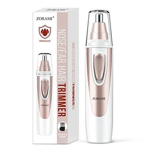 Ear and Nose Hair Trimmer Clipper - 2025 Professional Painless Eyebrow & Facial Hair Trimmer for Men Women, Battery-Operated Trimmer with IPX7 Waterproof, Dual Edge Blades for Easy Cleansing Pink