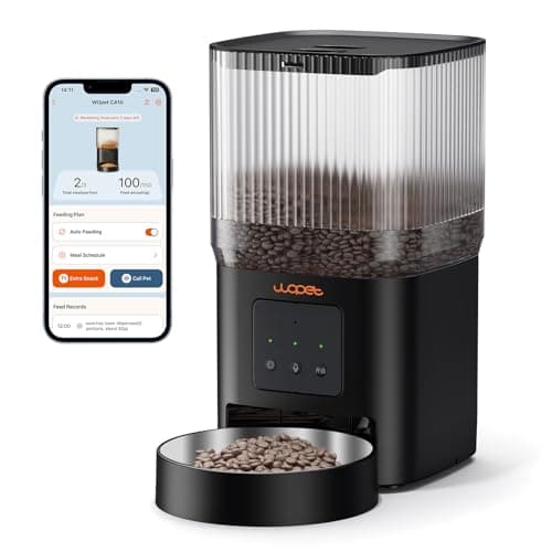 WOPET Automatic Cat Feeder, WiFi Automatic Dog Feeder with APP Control for Remote Feeding, Automatic Cat Food Dispenser with 10S Voice Record,1-10 Meals Per Day for Cats and Dogs