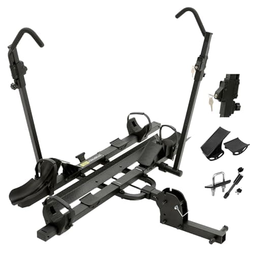 TrailV2 Plus Hitch 2 Ebike Rack with Ramp, Tilt, Fold, Anti-Theft Hitch & Wheel Locks, Heavy Duty 170 lbs Capacity, Fits 2" Receiver, Max 5" Fat Tires, Electric Bike Rack for for Car, SUV, Truck, RV