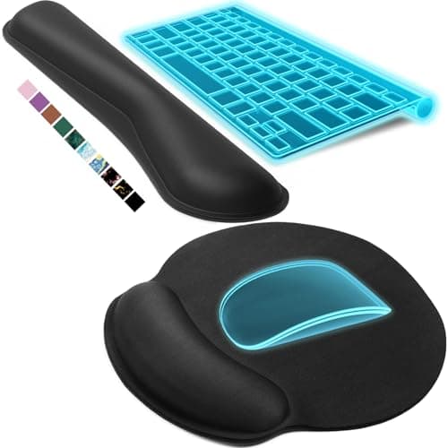 KTRIO Ergonomic Keyboard Wrist Rest, Memory Foam Wrist Rest for Computer Keyboard, Mouse Pad Set for Easy Typing & Pain Relief for Office & Home, Black