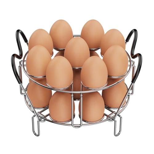 GSlife Egg Steamer Rack - Stackable Instant Pot Egg Rack with Heat Resistant Silicon Handles, Cook 18 Eggs, Stainless Steel Steam Rack for 6, 8 Qt Pressure Cooker Accessories