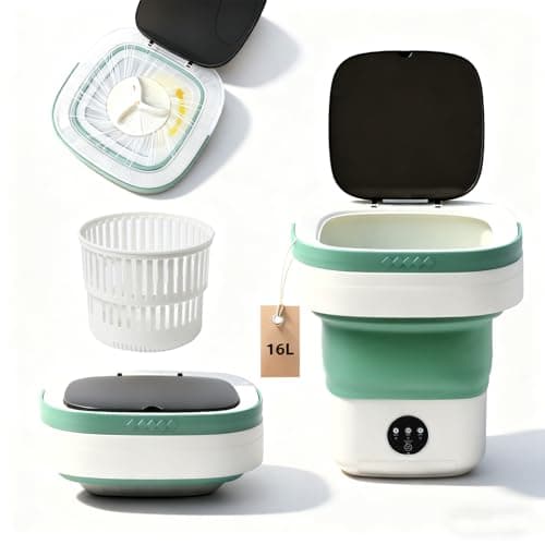 PXNTLA Mini Portable Foldable Washer - 16L Portable Washing Machine, Spin dryer, Small Folding Washing Machine 3 Cleaning Modes for Baby Clothes/Intimate Apparel, for Travel, Home