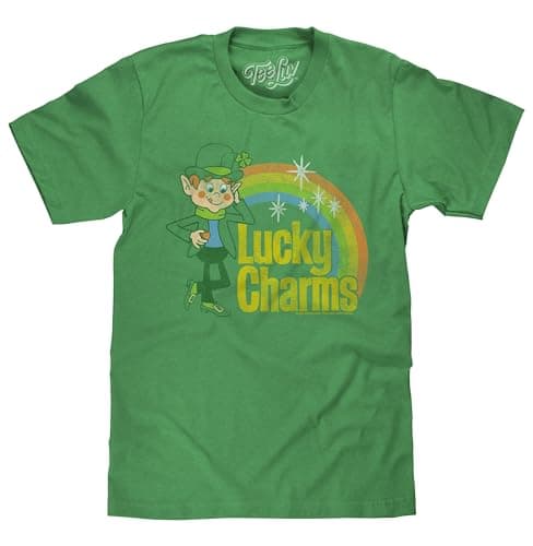 Tee Luv Men's Lucky Charms Shirt - Vintage Lucky The Leprechaun Logo T-Shirt, Kelly Green Heather, XL