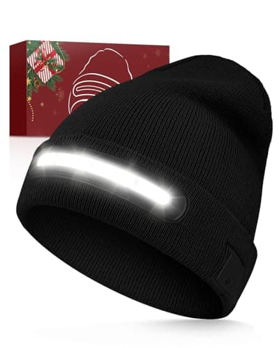 Unisex Beanie with LED Light, Stocking Stuffers Gifts for Men Women Dad Father Husband Grandpa Boyfriend Birthday Christmas Black
