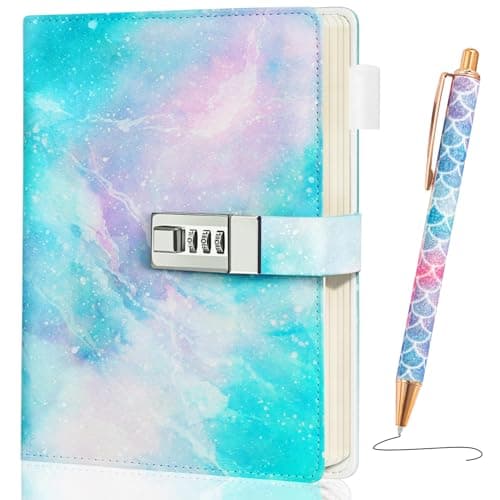 Beadsky Diary with Lock for Girls Age 8-12, A5 Sectet Journal with Lock, 192 Pages Password Notebook Lock Diary with Pen, Preppy Aesthetic Journals Cute Stuff Birthday Gifts for Teen Girls & Women