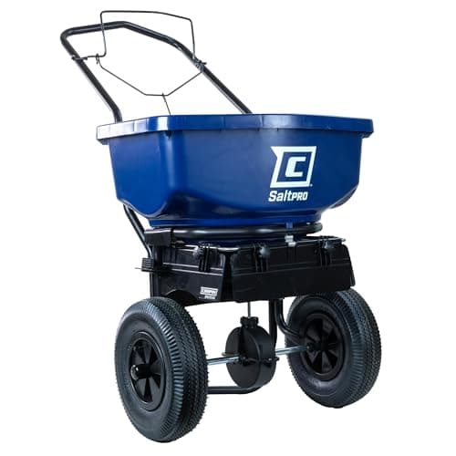 Chapin 88200A Spreader, Salt, Ice Melt, All Season, SaltPro, Walk Behind, Spiked Auger, Adjustable Baffles, 12" Tires, Coated Steel Frame, Enclosed Gears, Weather-Resistant, Rain Cover, 80Lbs