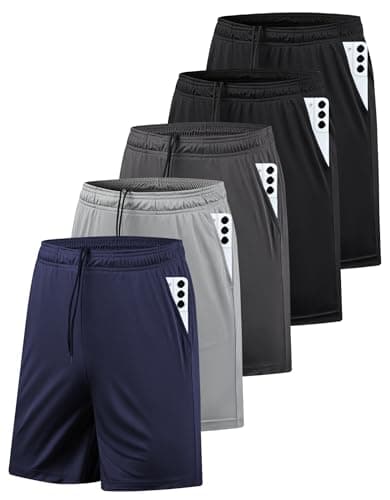AKAWOOKO 5 Pack Men's Athletic Gym Shorts with Pockets Quick Dry Activewear Workout Running Shorts for Men