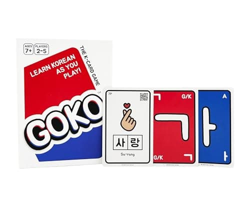 Goko Games Learn Korean As You Play | Gifts for K-Pop and K-Drama Fans | Beginner Friendly | Fun for Kids and Adults | Collect, Trade, and Claim Letter Cards to Make Your Word | 2-5 Players | Ages 7+