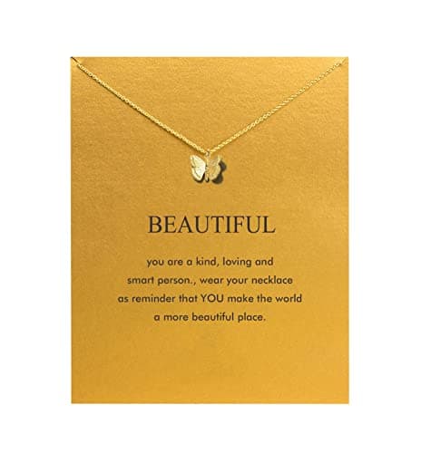 Butterfly Necklace for Women Butterfly Gifts Pendant Chain Necklace with Message Card (butterfly)