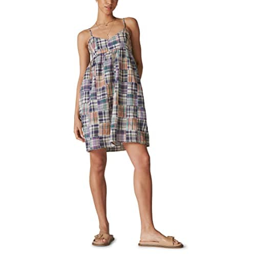 Lucky Brand Women's Madras Babydoll Mini Dress, Heritage Patchwork, X-Large