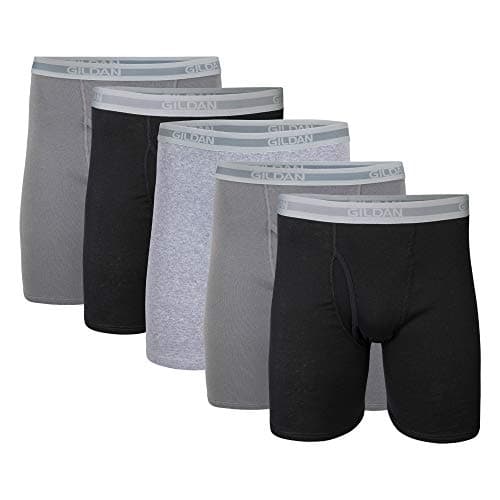Gildan Men's Underwear Boxer Briefs, Multipack, Black/Charcoal/Sport Grey (5-Pack), Small