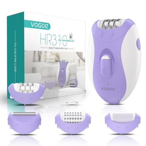 VOGOE Epilator for Women-Cordless Epilators Hair Removal for Women, 4-in-1 Electric Razor Hair Remover, 2 Speeds & 21 Tweezers for Face Legs Arms Armpit Bikini, Purple HR310