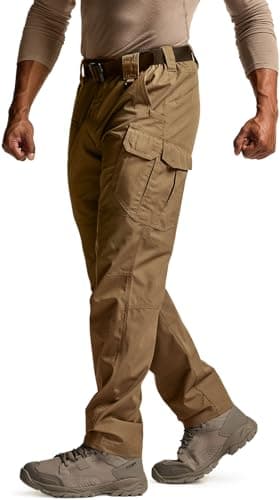 CQR Men's Tactical Pants, Water Resistant Ripstop Cargo Pants, Lightweight EDC Work Hiking Pants, Outdoor Apparel, Raider Mag Pocket Coyote, 40W x 30L