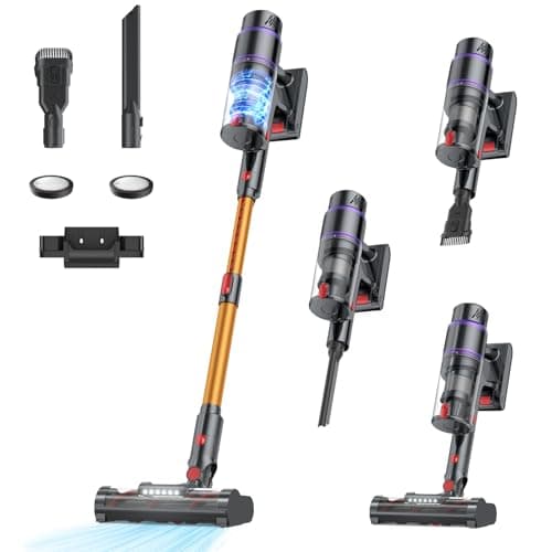 Cordless Vacuum Cleaner, 550W/50Kpa/70Mins Vacuum Cleaners for Home with Smart Auto Mode/LED Touch Display, Self-Standing Cordless Stick Vacuum Rechargeable, Vacuum Cleaner for Pet Hair/Carpet/Floors