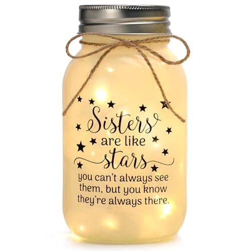 Mason Jar Night Lights for Sister, Christmas Sisters Gifts from Sister, Mason Jar with Warm Lights, Sister Birthday Gifts, Gift for BFF, Bestie, Best Friends