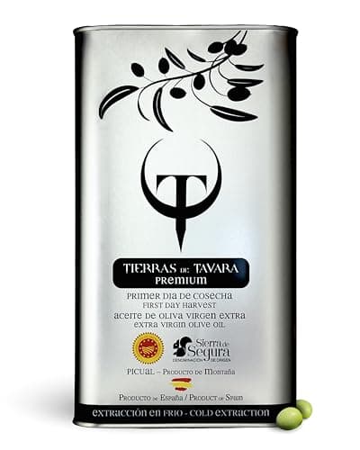 Tierras de Tavara Premium | First Day Harvest Extra Virgin Olive Oil, Ultra High Polyphenols, First Cold Pressed Spanish EVOO, Multi-Awarded PDO, Premium Taste, Family Owned | 102 Fl Oz, 3 Liter Can