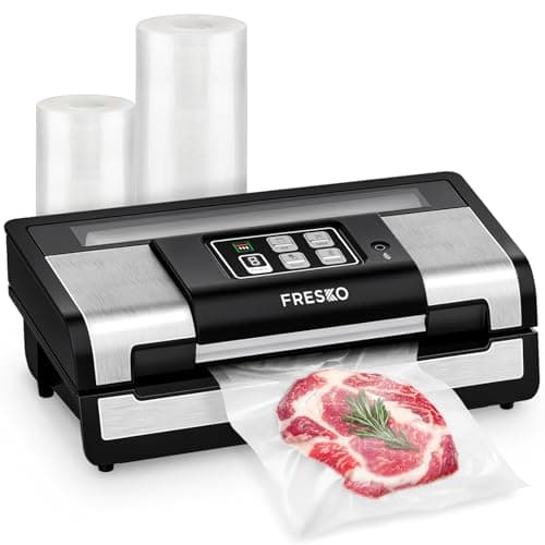 FRESKO Smart Vacuum Sealer Pro, Full Automatic Food Sealer Machine for Food Stoarge and Saver，Powerful Seal a Meal Sealer Machine with Auto Dry/Moist Detection, Roll Bag and Built-in Cutter