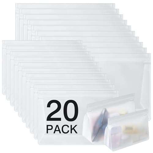 ForraFun 20 Pack Clear Travel Toiletry Bags for Toiletries PEVA Material BPA Free Leakproof Travel Makeup Cosmetic Bag Approved Quart Size Zipper Bags for Women Men 10 Large 10 Medium
