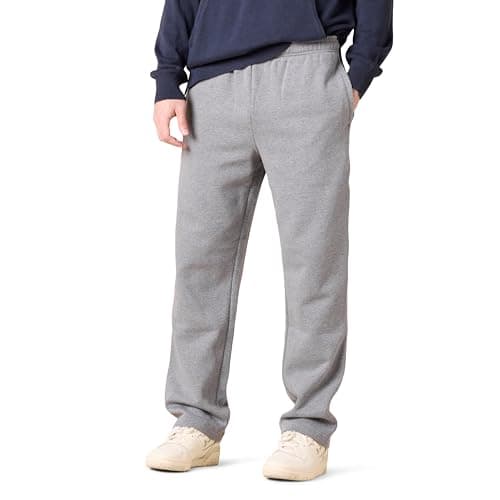 Amazon Essentials Men's Fleece Open Bottom Sweatpant (Available in Big & Tall), Light Grey Heather, Large