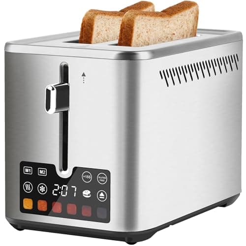 Touch Screen Toaster 2 Slice, Bagel Toaster with LCD Display, Stainless Steel Smart Digital Toasters with +15s Boost,Dual Memory Functions,Toasters with 6 Shade Settings & Extra-Wide Slots,900W