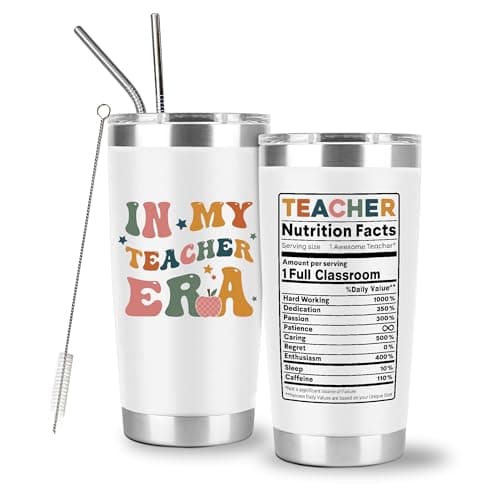 9CLEVER In My Teacher Era Cup Tumbler Cool Teacher Gifts Back To School End Of Year Future Teacher New Tutor Retirement Thank You Teacher Appreciation Drinking Cups White 20 Oz Gifts Ideas