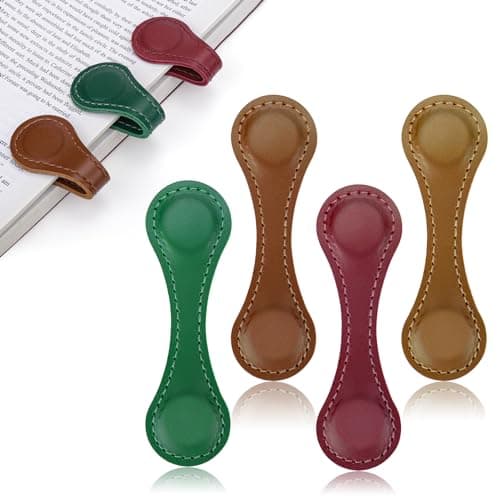 4PCS Magnetic Bookmarks, Leather Magnetic Bookmarks for Women, Double-Sided Magnetic Book Mark Clip Gift for Book Lover Readers Men Women Teachers Students, Book Accessories