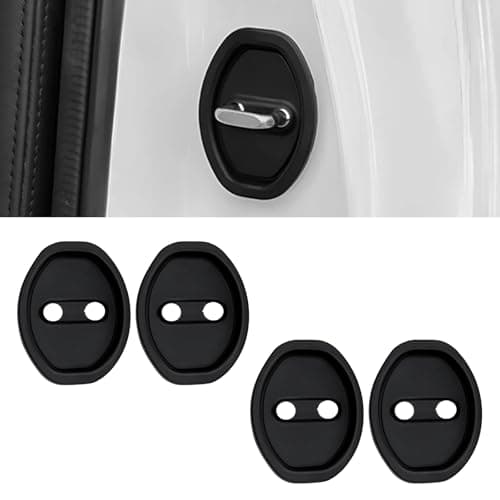 Lonuxi 4PCS Door Latch Lock Cover, Silicone Car Door Lock Cover for Car Door Protector and Noise Reduction, Universal Car Accessories for Most Vehicles (Black)