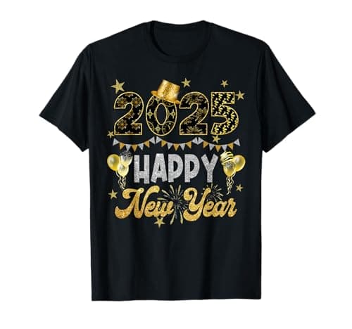 Happy New Year Party 2025 Ballon Family Matching Men Women T-Shirt