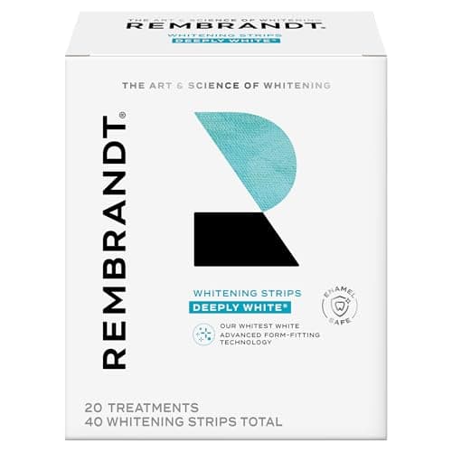 Rembrandt Teeth Whitening Strips, Deeply White, Enamel-Safe, 40 Whitening Strips (20 Treatments)