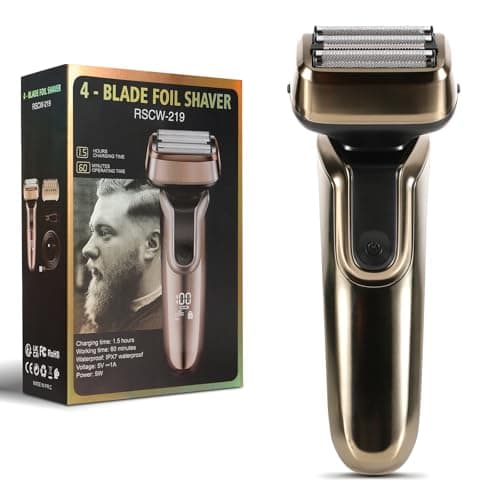 YHC Electric Razor for Men - 4-Blade Electric Foil Shaver with Pop-Up Trimmer, Waterproof, Wet & Dry Use, Cordless & Rechargeable