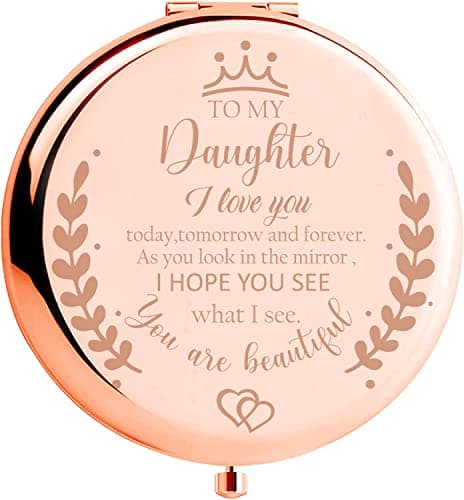 Soulpetals Daughter Gift from Mom, Birthday Gifts for Daughter Adult, Gifts for Daughters from Mothers, Daughter Wedding Gift from Mom to My Daughter Makeup Compact Mirror