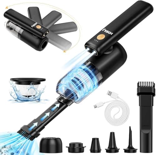 Handheld Car Vacuum Cleaner Cordless with LED, 18000PA Mini Car Vacuum High Power with Strong Suction, 180°Foldable 6 in 1 Portable Hand Held Vacuum