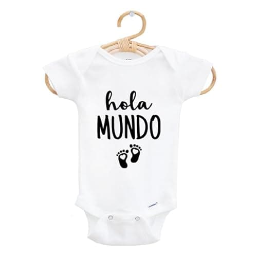 Hola Mundo [means Hello World] Baby Bodysuit, Spanish Pregnancy Announcement Bodysuit, Coming Home Outfit, Size 0-3 Months