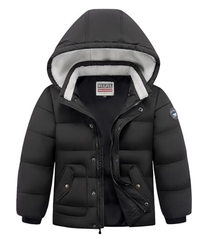 WULFUL Kid's Winter Coat Detachable Hat Puffer Windbreaker Warm Cotton Jacket