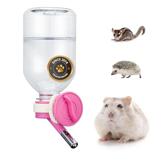 Choco Nose Patented Mini No-Drip Water Bottle/Feeder for Hamsters/Hedgehogs/Gliders/Rats/Mice/Other Small Pets and Animals - for Cages, Crates or Wall Mount. 10.2oz. Nozzle 10mm, Pink (C125)